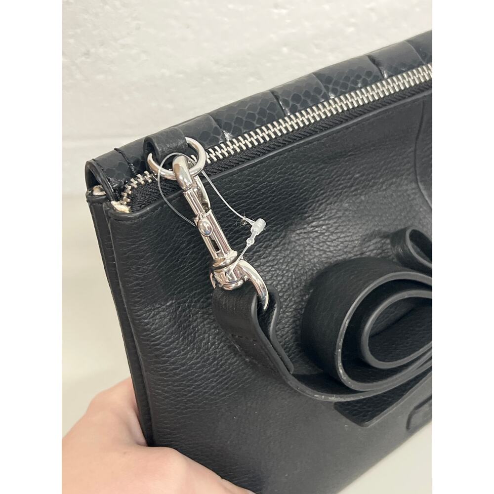 NWT Vince Camuto Black Corah Genuine Woven Snake Embossed Leather Crossbody Bag - Picture 6 of 8